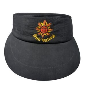 Texace Sun Valley Slideback Visor Hat Black OS Embroidered Logo Vintage USA